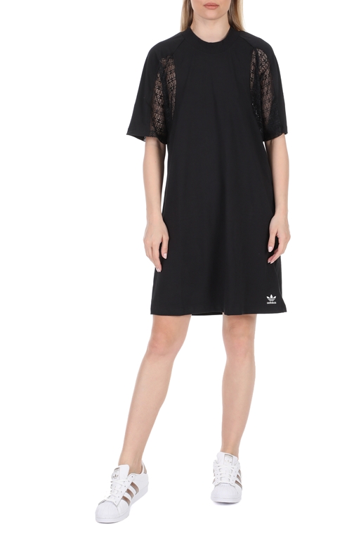 adidas Originals-Γυναικείο mini φόρεμα adidas Originals LACE TEE DRESS μαύρο