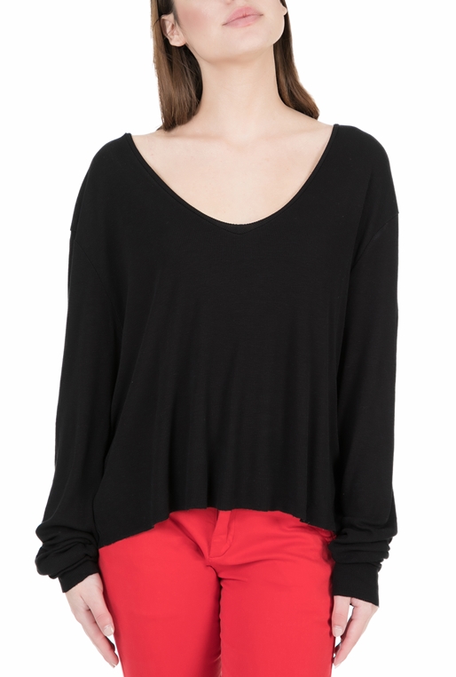 AMERICAN VINTAGE-Γυναικεί αμακρυμάνικη μπλούζα MALI21E18 μαύρη 
