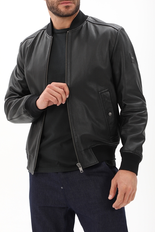 BOSS-Ανδρικό δερμάτινο jacket BOSS 50498511 Jogipi μαύρο