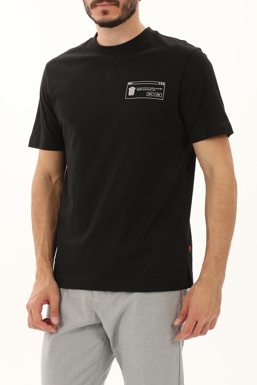 BOSS -Ανδρικό t-shirt BOSS 50499504 JERSEY Teglitchlogo μαύρο