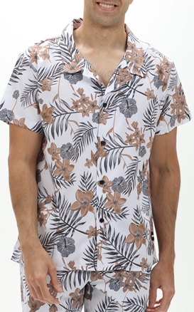 BOSS-Ανδρικό beachwear πουκάμισο BOSS 50508958 Beach Shirt μπεζ floral