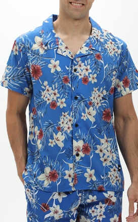 BOSS-Ανδρικό beachwear πουκάμισο BOSS 50508958 Beach Shirt μπλε