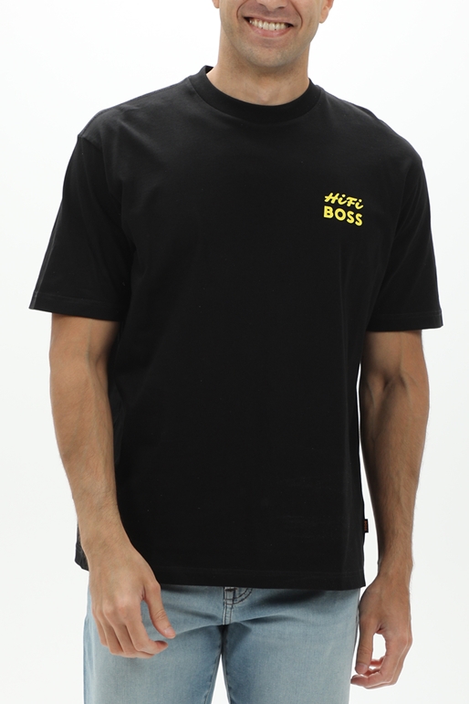 BOSS-Ανδρικό t-shirt BOSS 50515553 JERSEY Te_Records μαύρο
