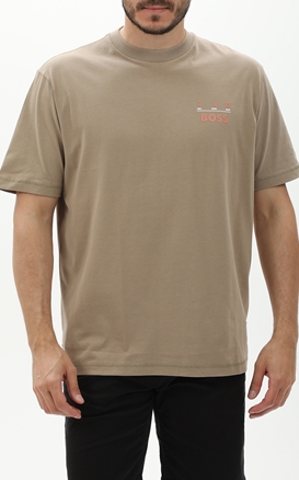 BOSS-Ανδρικό t-shirt BOSS 50515553 JERSEY Te_Records καφέ