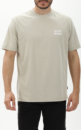 BOSS-Ανδρικό t-shirt BOSS 50515553 JERSEY Te_Records μπεζ