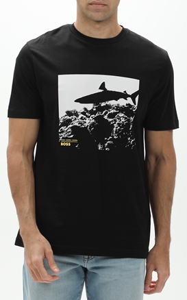 BOSS-Ανδρικό t-shirt BOSS 50515626 JERSEY Te_Sea_horse μαύρο