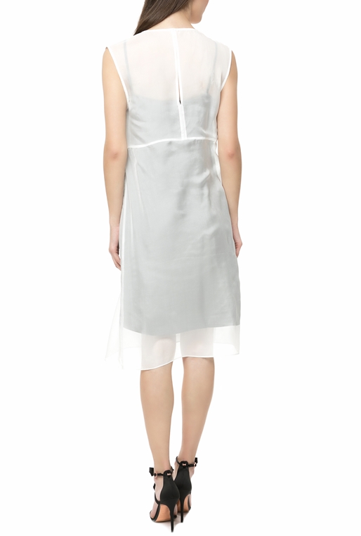 CALVIN KLEIN JEANS-Μίντι φόρεμα DIVINA DOUBLE LAYER λευκό-μαύρο