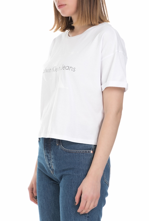 CALVIN KLEIN JEANS-Γυναικεία κοντομάνικη μπλούζα Calvin Klein Jeans λευκή