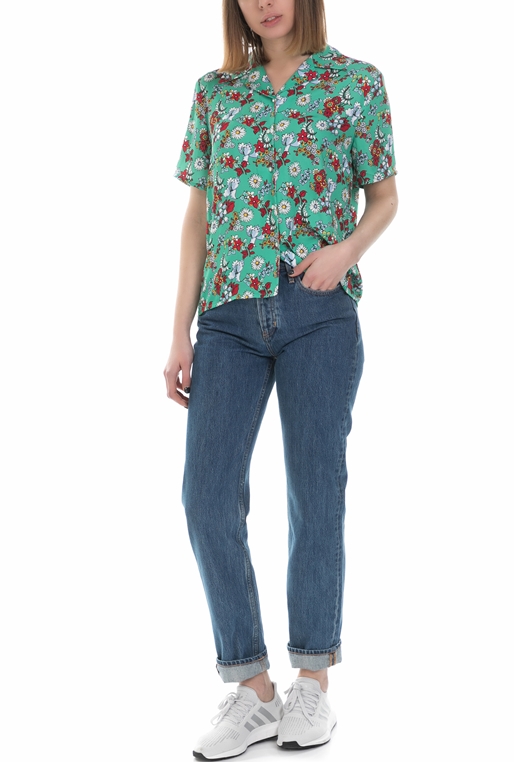 CALVIN KLEIN JEANS-Γυναικείο φλοράλ πουκάμισο Calvin Klein Jeans πράσινο