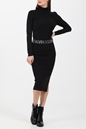 CALVIN KLEIN JEANS-Γυναικεία midi φούστα CALVIN KLEIN JEANS KNITTED μαύρη
