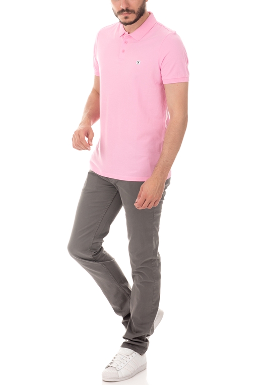 CALVIN KLEIN JEANS-Ανδρική κοντομάνικη μπλούζα CALVIN KLEIN JEANS ροζ