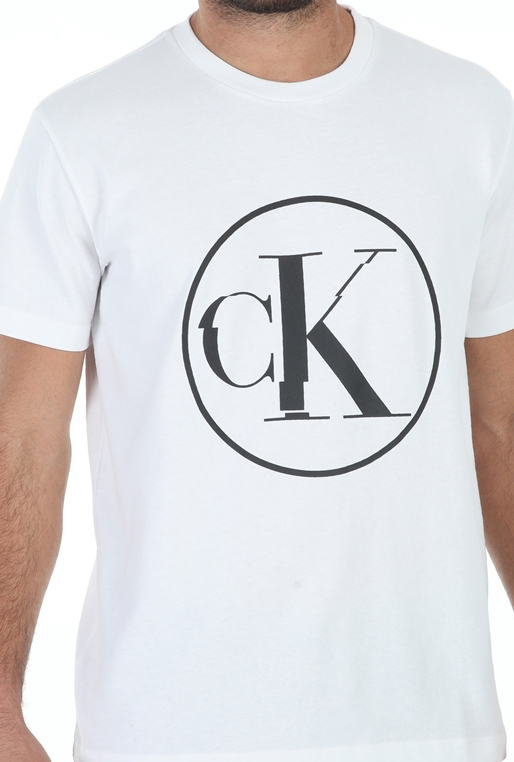 CALVIN KLEIN JEANS-Ανδρικό t-shirt CALVIN KLEIN JEANS ROUND DISTORTED CK λευκό