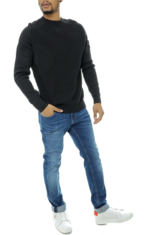 Calvin Klein Jeans-Bluza cu guler inalt si logo