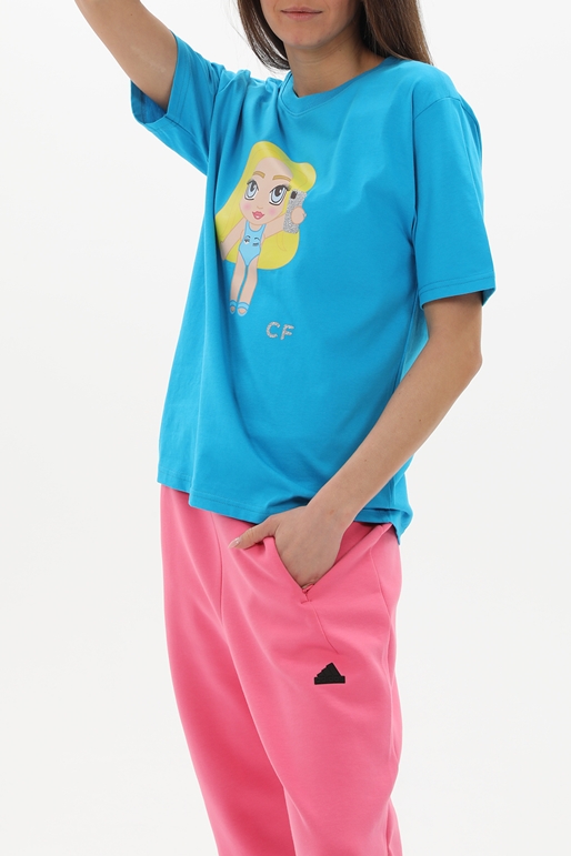 CHIARRA FERRAGNI-Γυναικείο t-shirt CHIARRA FERRAGNI CFC.1S1.042.007 1PE-CFT121 C.F. MASCOTTE EYELI μπλε