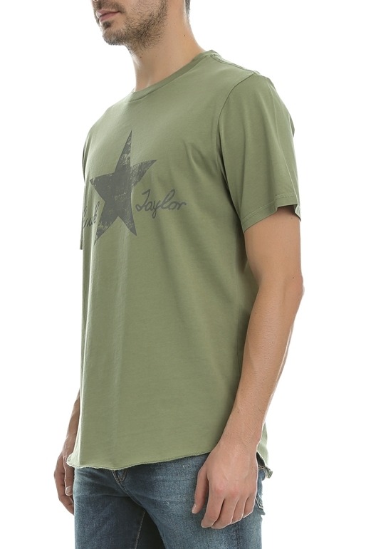 CONVERSE-Ανδρικό t-shirt Converse Washed Reflective Tee χακί