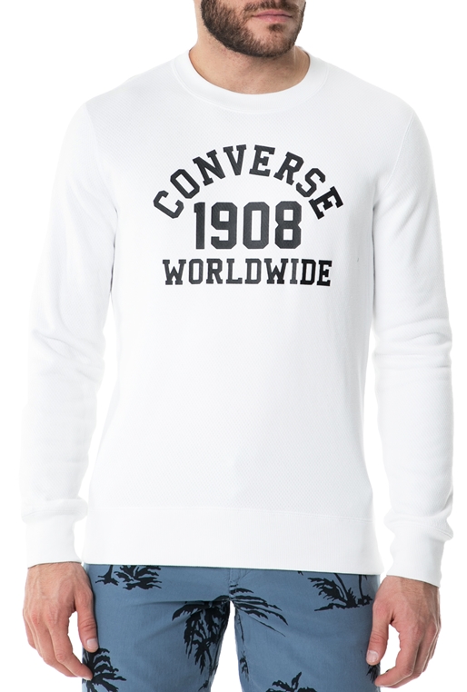 CONVERSE-Ανδρική φούτερ μπλούζα CONVERSE λευκή 