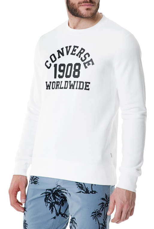 CONVERSE-Ανδρική φούτερ μπλούζα CONVERSE λευκή 