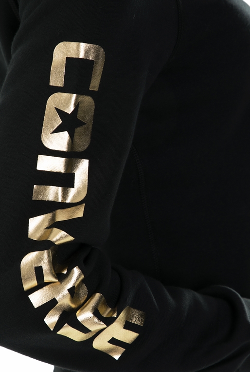 CONVERSE-Γυναικεία φούτερ μπλούζα Converse metallic wordmark μαύρη