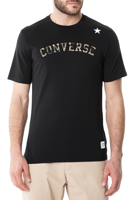 CONVERSE-Ανδρική κοντομάνικη μπλούζα Camo Star μαύρη 