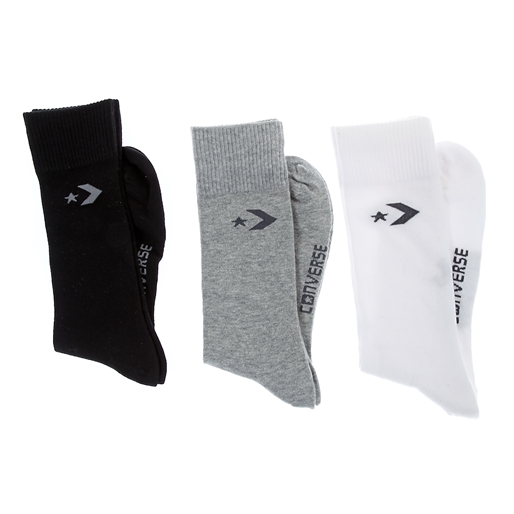 CONVERSE-Ανδρικό σετ κάλτσες Converse μαύρες-γκρι-λευκές