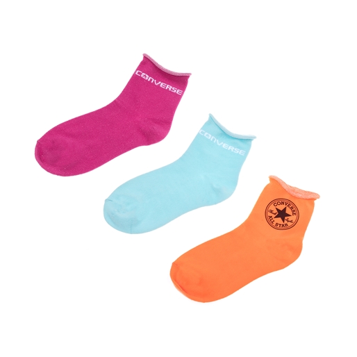 CONVERSE-Γυναικείο σετ κάλτσες CONVERSE ροζ-μπλε-πορτοκαλί 
