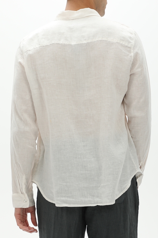 CROSSLEY-Ανδρικό λινό πουκάμισο CROSSLEY JIOCHWP εκρού