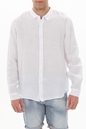 CROSSLEY-Ανδρικό λινό πουκάμισο CROSSLEY JIOCHWP MAN LS WITHOUT POCKET λευκό