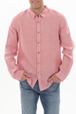 CROSSLEY-Ανδρικό λινό πουκάμισο CROSSLEY JIOCHWP MAN LS WITHOUT POCKET ροζ
