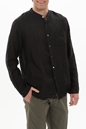 CROSSLEY-Ανδρικό λινό πουκάμισο CROSSLEY JION MAN COREAN μαύρο