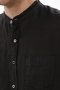 CROSSLEY-Ανδρικό λινό πουκάμισο CROSSLEY JION MAN COREAN μαύρο