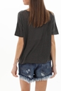 CROSSLEY-Γυναικεία λινή κοντομάνικη μπλούζα CROSSLEY SERINWP OVERFIT γκρι