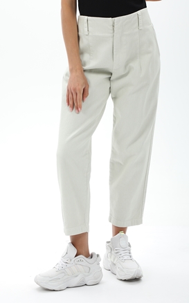 CROSSLEY-Γυναικείο παντελόνι CROSSLEY SLERAS HIGH WAISTED εκρού