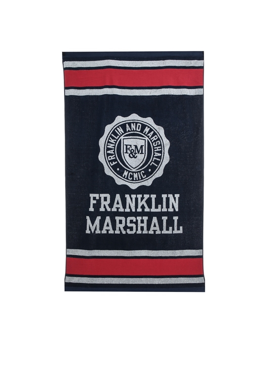 FRANKLIN & MARSHALL-Πετσέτα θαλάσσης FRANKLIN & MARSHALL μαύρη-γκρι