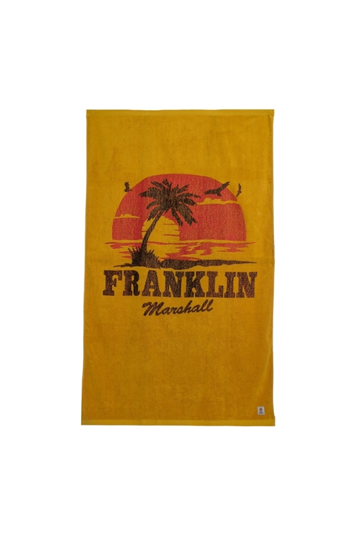 FRANKLIN & MARSHALL-Πετσέτα θαλάσσης FRANKLIN & MARSHALL κίτρινη-κόκκινη