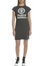 FRANKLIN & MARSHALL-Γυναικείο μίνι φόρεμα Franklin & Marshall JERSEY ROUND NECK ανθρακί