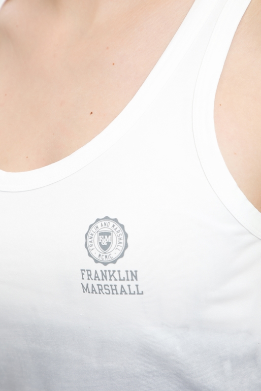 FRANKLIN & MARSHALL-Γυναικείο φόρεμα Franklin & Marshall λευκό-γκρι