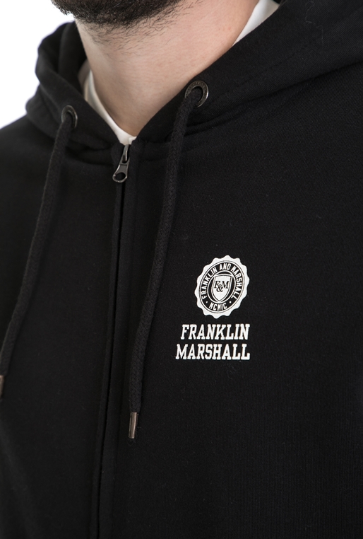 FRANKLIN & MARSHALL-Ανδρική φούτερ ζακέτα FRANKLIN & MARSHALL μαύρη    