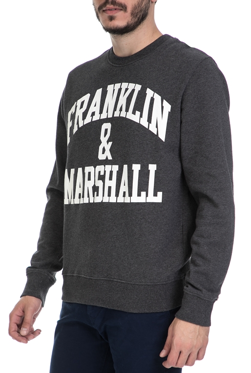 FRANKLIN & MARSHALL-Ανδρική φούτερ μπλούζα FRANKLIN & MARSHALL γκρι  