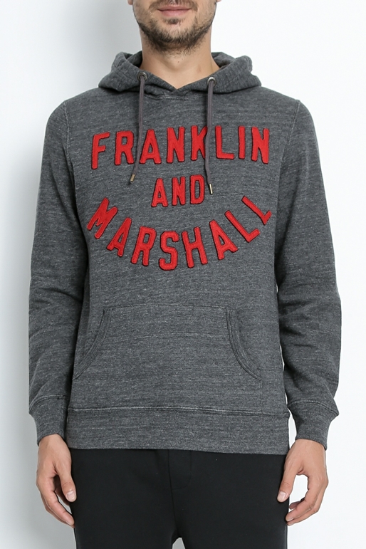 FRANKLIN & MARSHALL-Ανδρικό φούτερ FRANKLIN & MARSHALL γκρι  