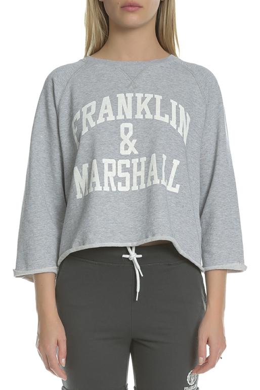 FRANKLIN & MARSHALL-Γυναικεία μακρυμάνικη μπλούζα Franklin & Marshall γκρι 
