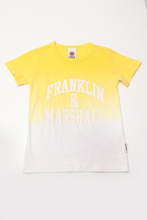 FRANKLIN & MARSHALL-Παιδικό t-shirt FRANKLIN & MARSHALL FM164 κίτρινο λευκό