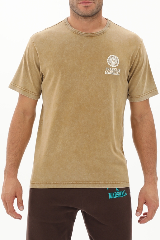 FRANKLIN & MARSHALL-Ανδρικό t-shirt FRANKLIN & MARSHALL JM3016.000.1001G36 μπεζ