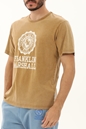 FRANKLIN & MARSHALL-Ανδρικό t-shirt FRANKLIN & MARSHALL JM3017.000.1001G36 καφέ