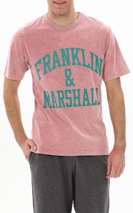 FRANKLIN & MARSHAL-Ανδρικό t-shirt FRANKLIN & MARSHALL JM3021.000.1013G36 ροζ