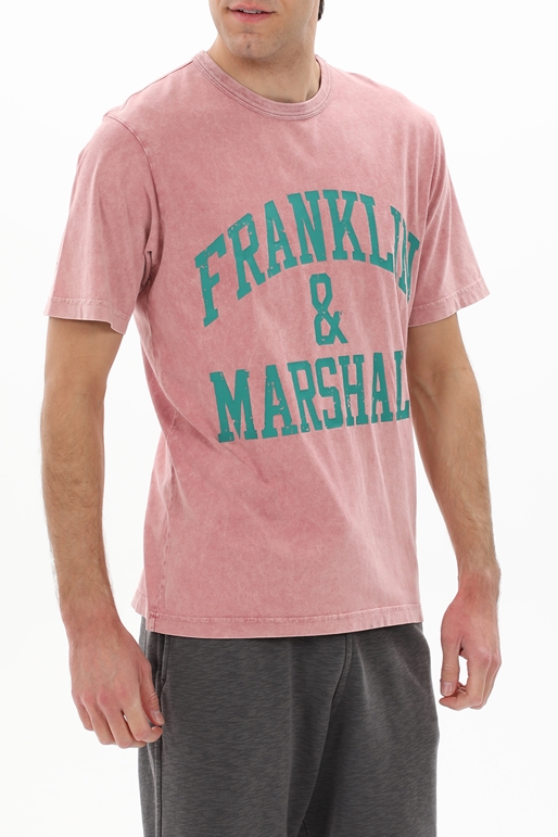 FRANKLIN & MARSHALL-Ανδρικό t-shirt FRANKLIN & MARSHALL JM3021.000.1013G36 ροζ