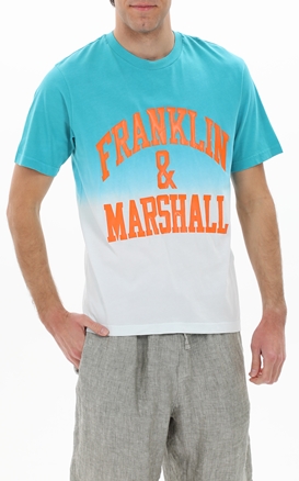 FRANKLIN & MARSHALL-Ανδρικό t-shirt FRANKLIN & MARSHALL JM3142.000.1006G61 μπλε λευκό