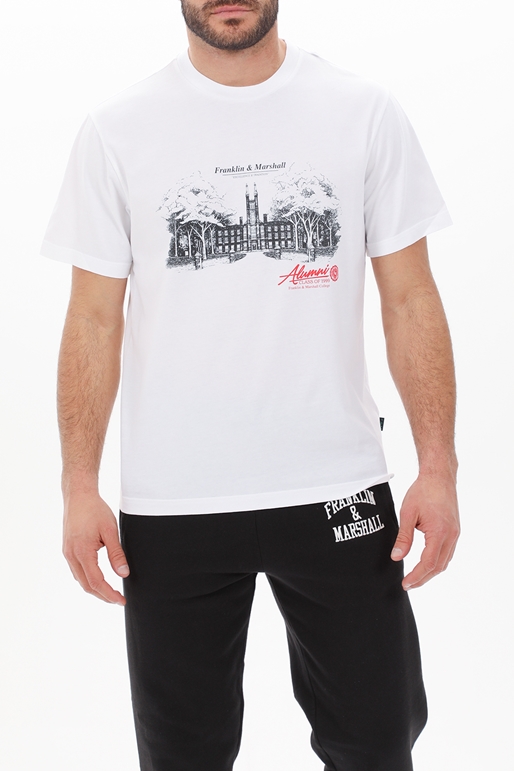 FRANKLIN & MARSHALL-Ανδρικό t-shirt FRANKLIN & MARSHALL JM3225.000.1012P01 λευκό