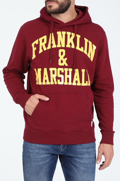 FRANKLIN & MARSHALL-Ανδρική φούτερ μπλούζα FRANKLIN & MARSHALL μπορντό
