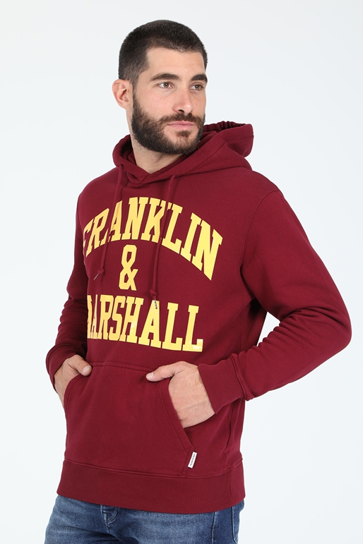 FRANKLIN & MARSHALL-Ανδρική φούτερ μπλούζα FRANKLIN & MARSHALL μπορντό