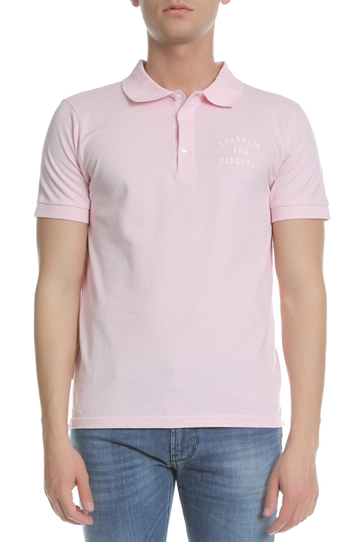 FRANKLIN & MARSHALL-Ανδρική κοντομάνικη polo μπλούζα Franklin & Marshall ροζ 